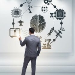 The businessman in artificial intelligence concept